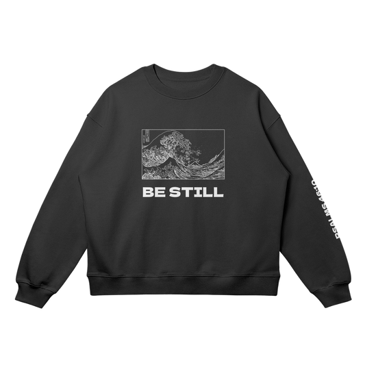 HYPE4HOLY BE STILL OVERSIZED SWEATSHIRT | coal black color, flat, front side