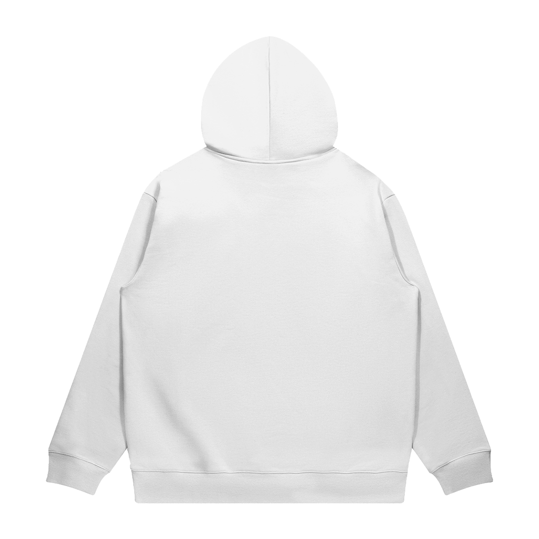 HYPE4HOLY NEW CREATION CLASSIC HOODIE BACK | White hoodie with red and white text on a white background