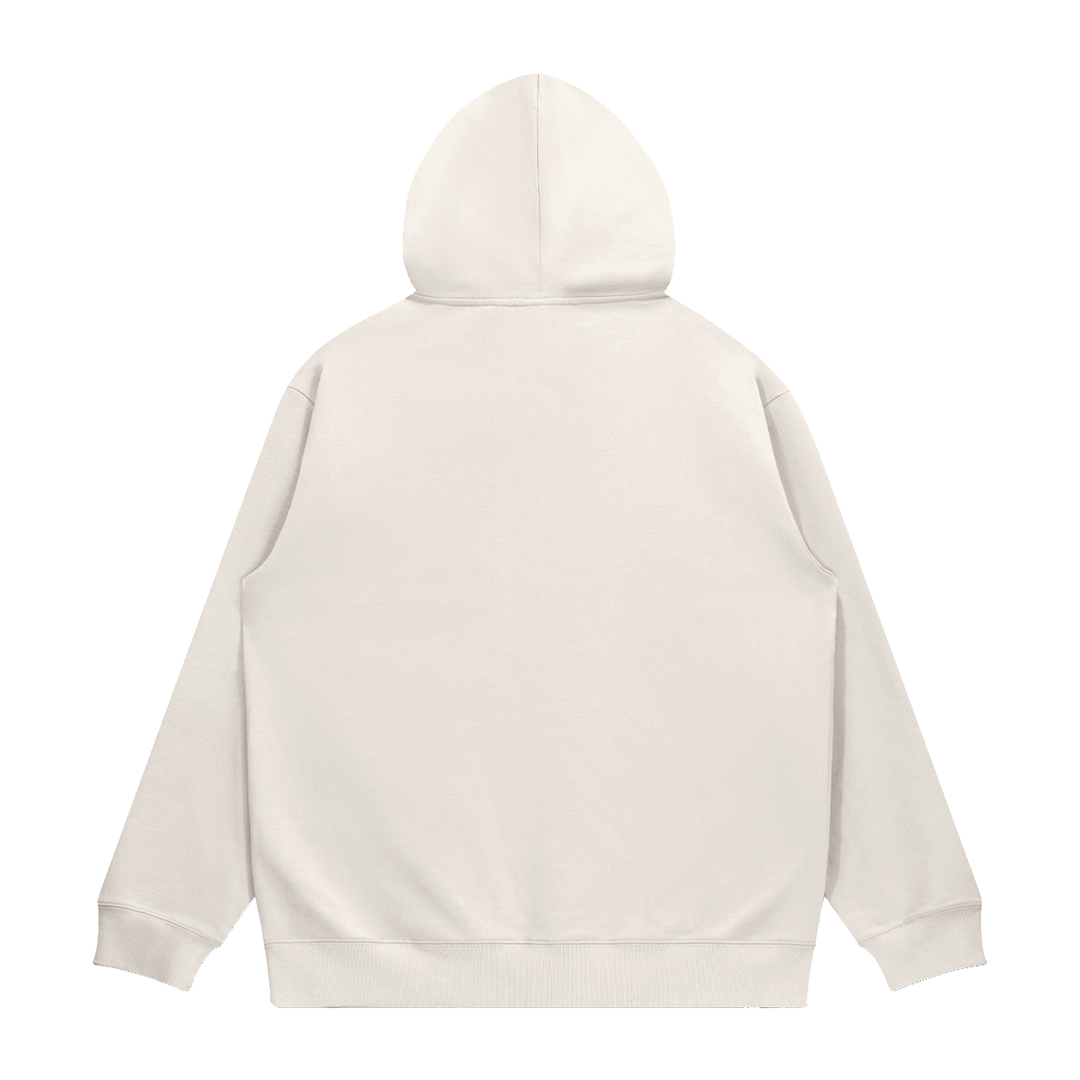 hype4holy come and see heavyweight hoodie beige back Beige hoodie on a white background