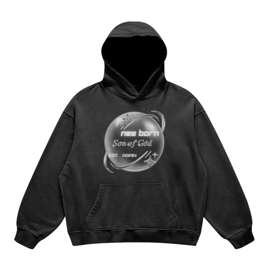 son of god Black hoodie with graphic design on a white background
