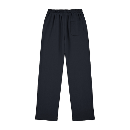 navy open cuff relaxed fit sweatpants on a white background