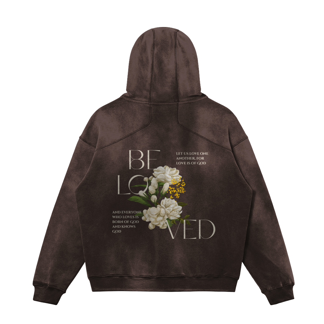 HYPE4HOLY BELOVED SUN FADED HOODIE | COCOA color, flat, BACK