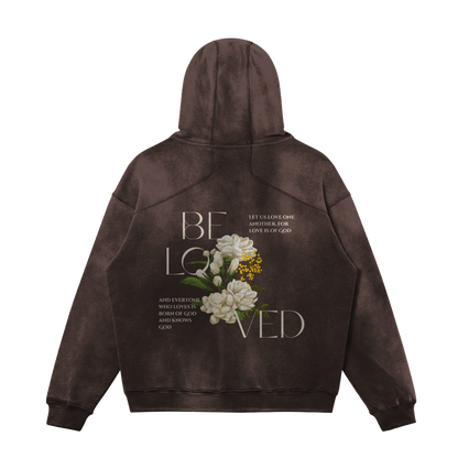 HYPE4HOLY BELOVED SUN FADED HOODIE | COCOA color, flat, BACK