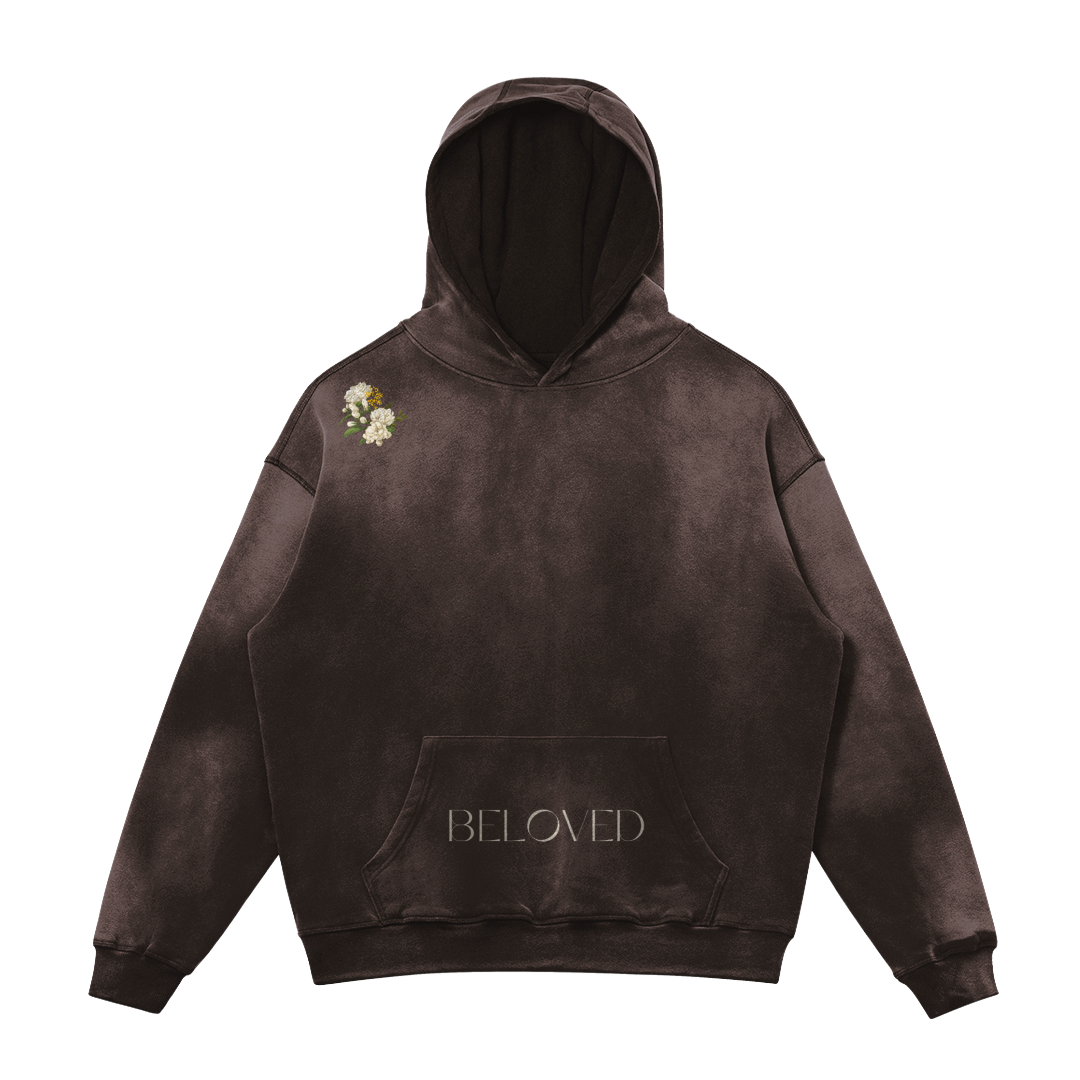 HYPE4HOLY BELOVED SUN FADED HOODIE | Mineral color, flat, FRONT