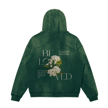 HYPE4HOLY BELOVED SUN FADED HOODIE | Mineral color, flat, BACK