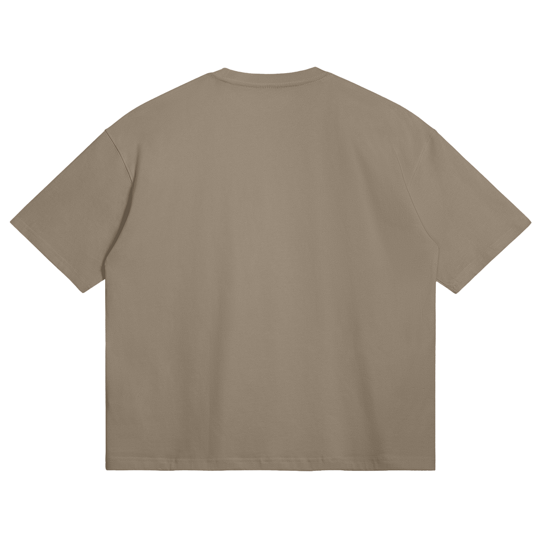 HYPE4HOLY BE STILL BOXY T-SHIRT | Americano color, Flat position, back