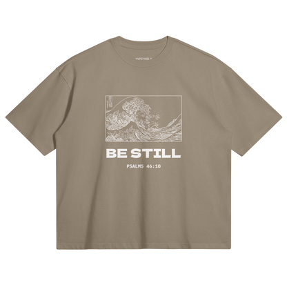 HYPE4HOLY BE STILL BOXY T-SHIRT | Americano color, Flat position, front