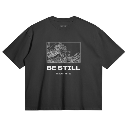 HYPE4HOLY BE STILL BOXY T-SHIRT | Coal Black color, Flat position, front