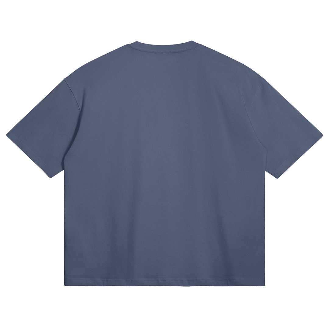 HYPE4HOLY BE STILL BOXY T-SHIRT | Slate color, Flat position, back