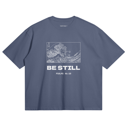 HYPE4HOLY BE STILL BOXY T-SHIRT | Slate color, Flat position, front