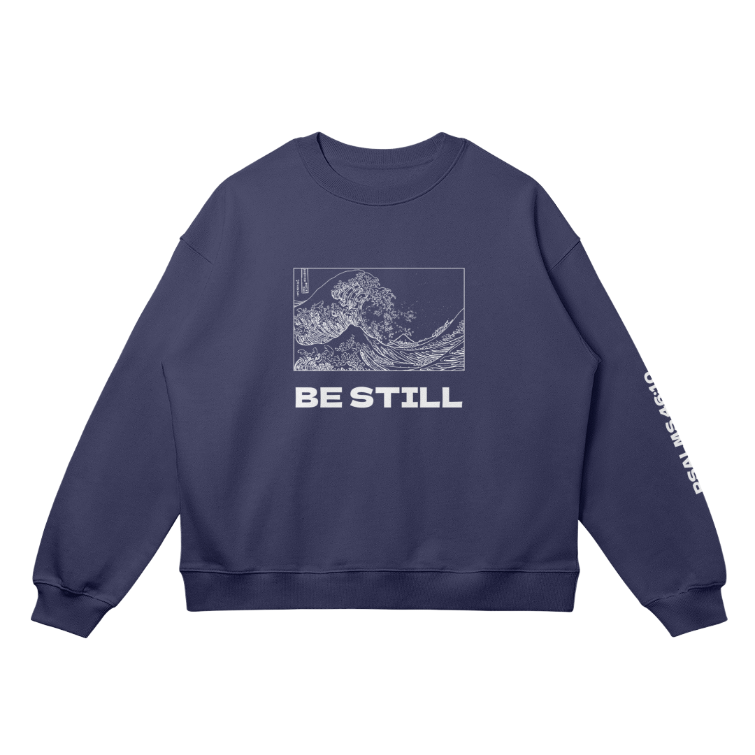 HYPE4HOLY BE STILL OVERSIZED SWEATSHIRT | Deep sea color, flat, front side