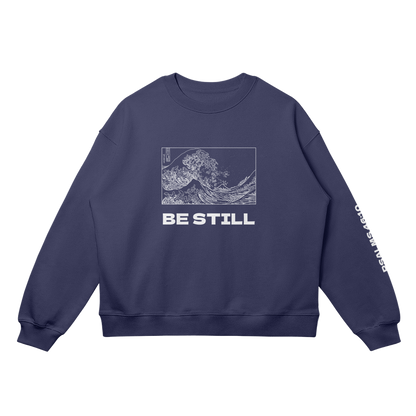 HYPE4HOLY BE STILL OVERSIZED SWEATSHIRT | Deep sea color, flat, front side