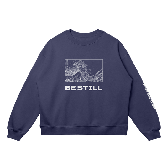 HYPE4HOLY BE STILL OVERSIZED SWEATSHIRT | Deep sea color, flat, front side