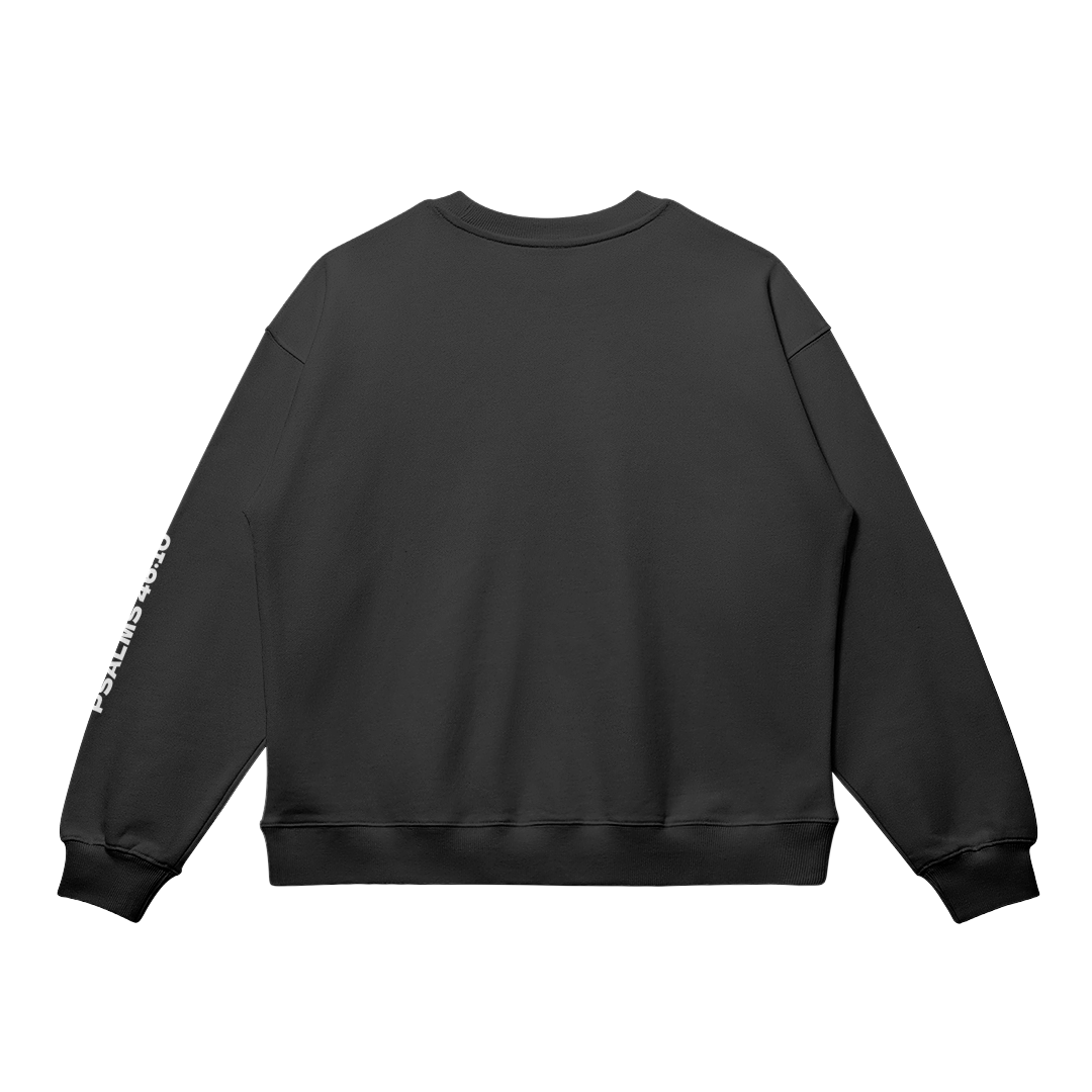 HYPE4HOLY BE STILL OVERSIZED SWEATSHIRT | coal black color, flat, back side