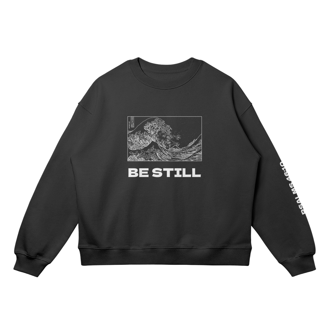 HYPE4HOLY BE STILL OVERSIZED SWEATSHIRT | coal black color, flat, front side