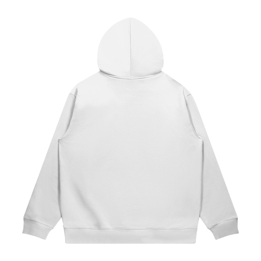 HYPE4HOLY NEW CREATION CLASSIC HOODIE BACK | White hoodie with red and white text on a white background