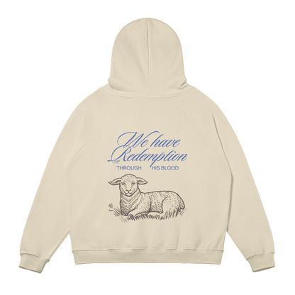 HYPE4HOLY REDEMPTION HOODIE | sandstone color, flat, back side