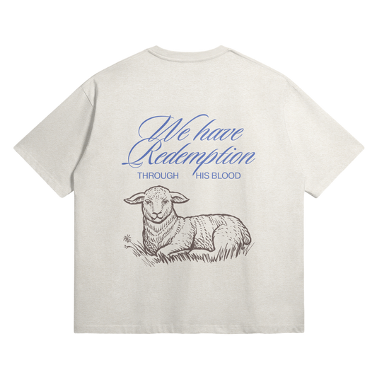 HYPE4HOLY REDEMPTION OVERSIZED T-SHIRT | ash color, flat, back side