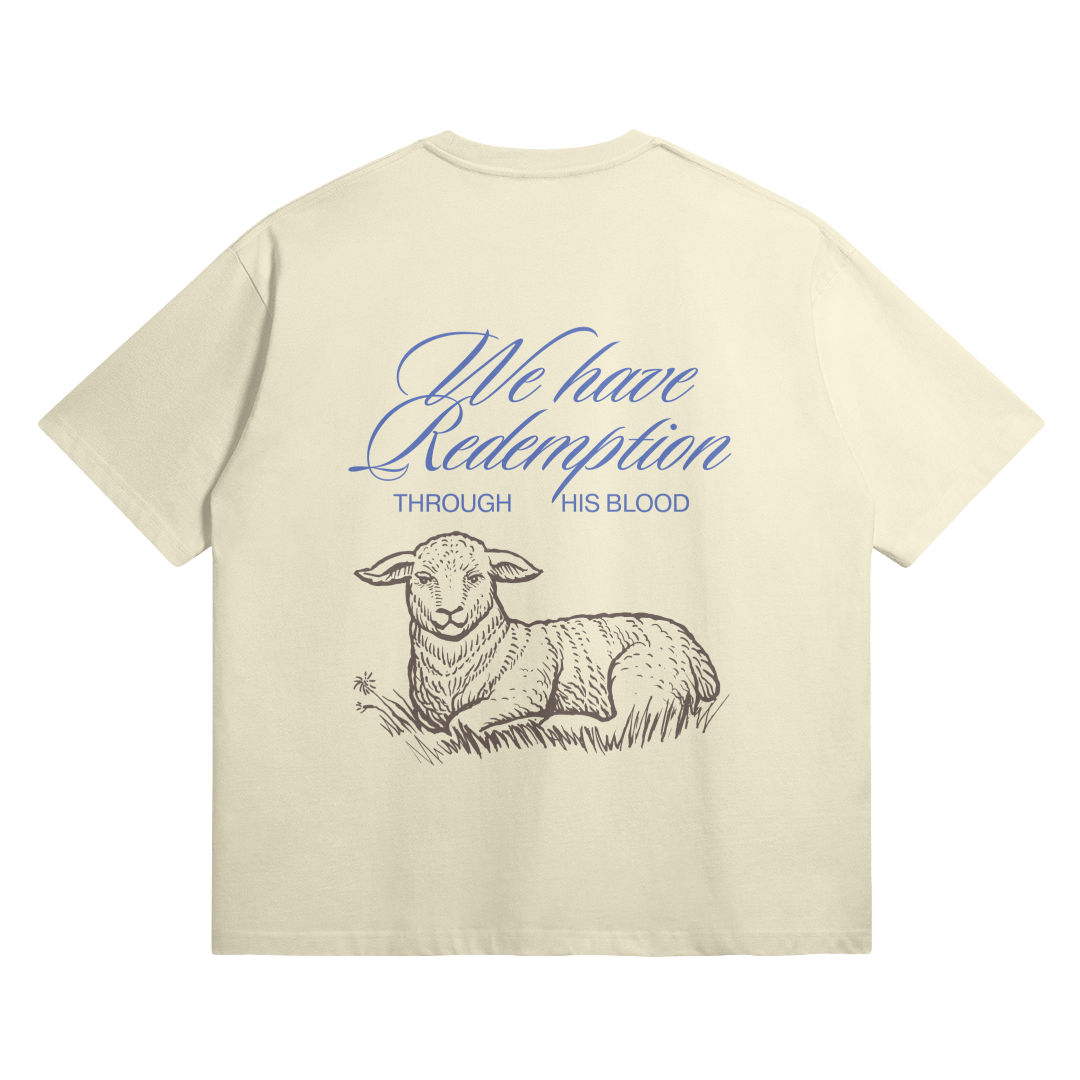 HYPE4HOLY REDEMPTION OVERSIZED T-SHIRT | sandstone color, flat, back side