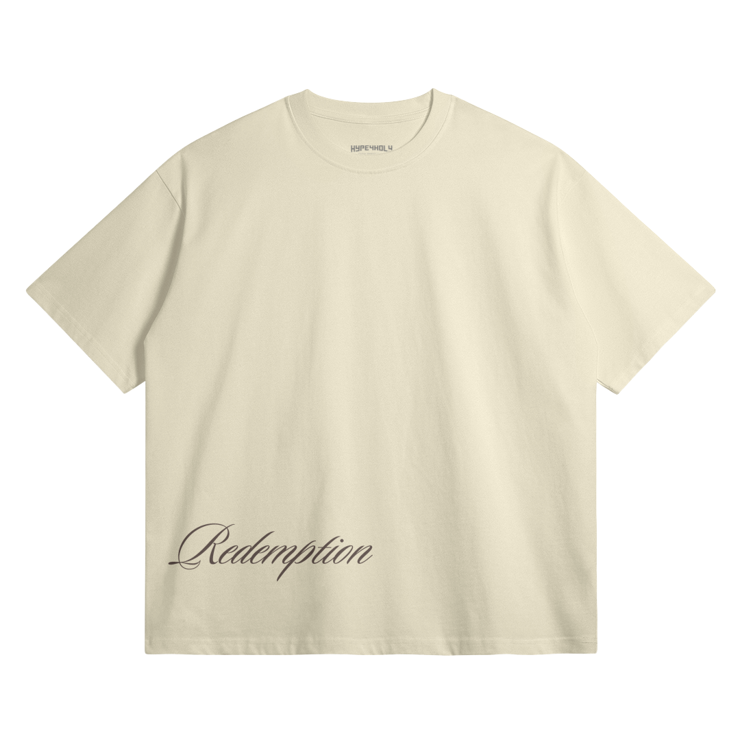 HYPE4HOLY REDEMPTION OVERSIZED T-SHIRT | sandstone color, flat, front side