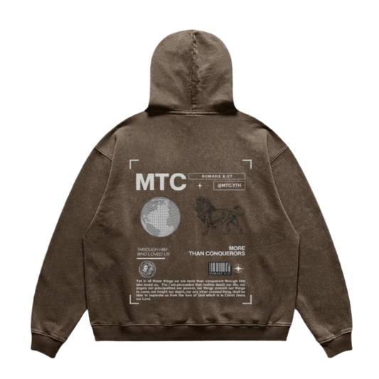 HYPE4HOLY X MTC OVERSIZED FADED HOODIE | espresso color, flat, back side