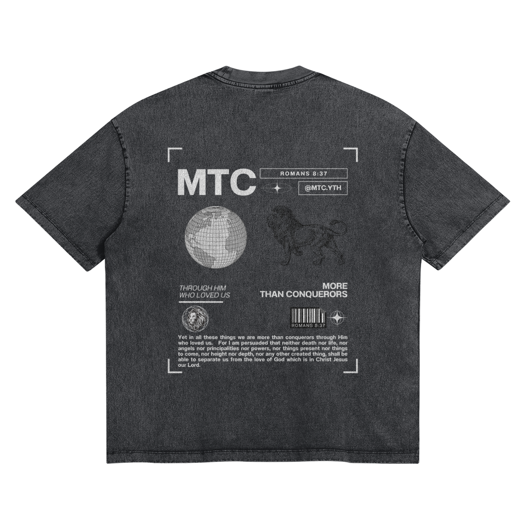 HYPE4HOLY X MTC SNOW WASH OVERSIZED T-SHIRT | Graphite color, flat, back side