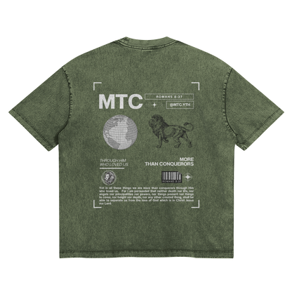 HYPE4HOLY X MTC SNOW WASH OVERSIZED T-SHIRT | Olive color, flat, back side
