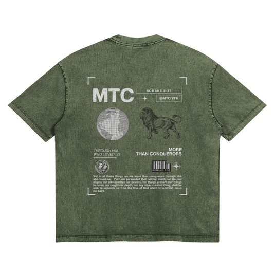 HYPE4HOLY X MTC SNOW WASH OVERSIZED T-SHIRT | Olive color, flat, back side