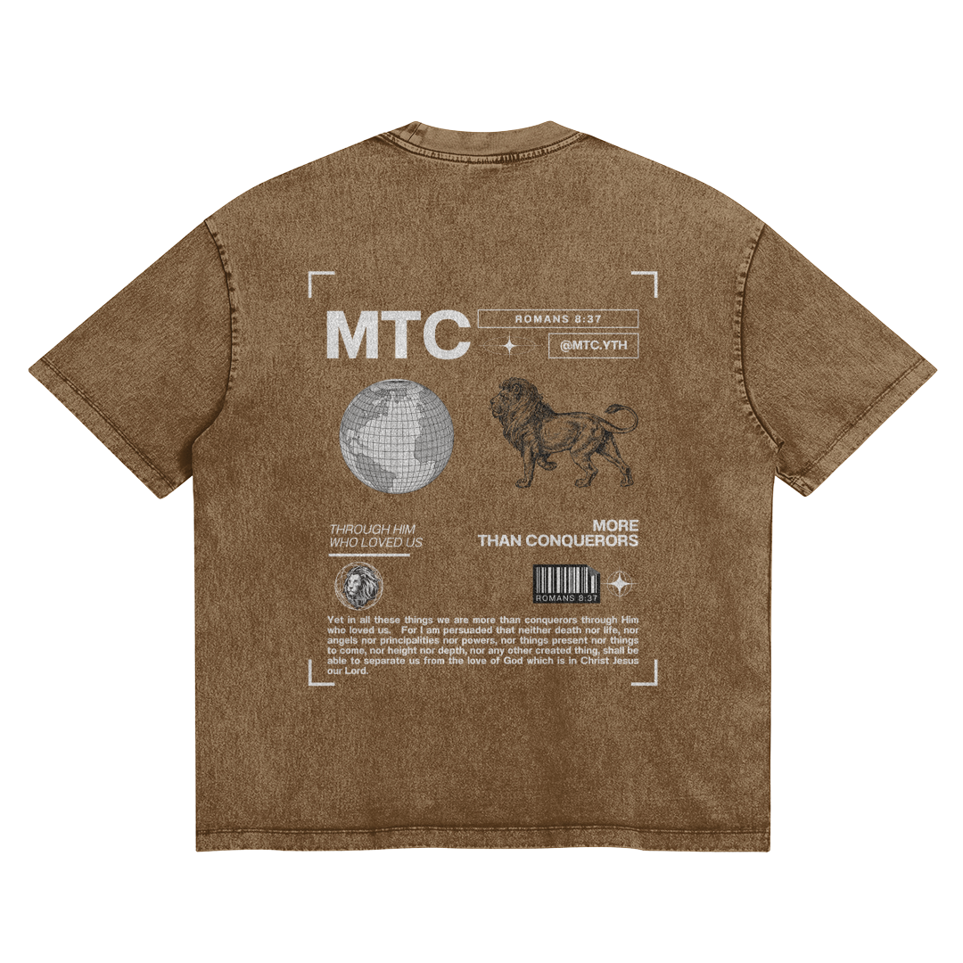 HYPE4HOLY X MTC SNOW WASH OVERSIZED T-SHIRT | clay color, flat, back side
