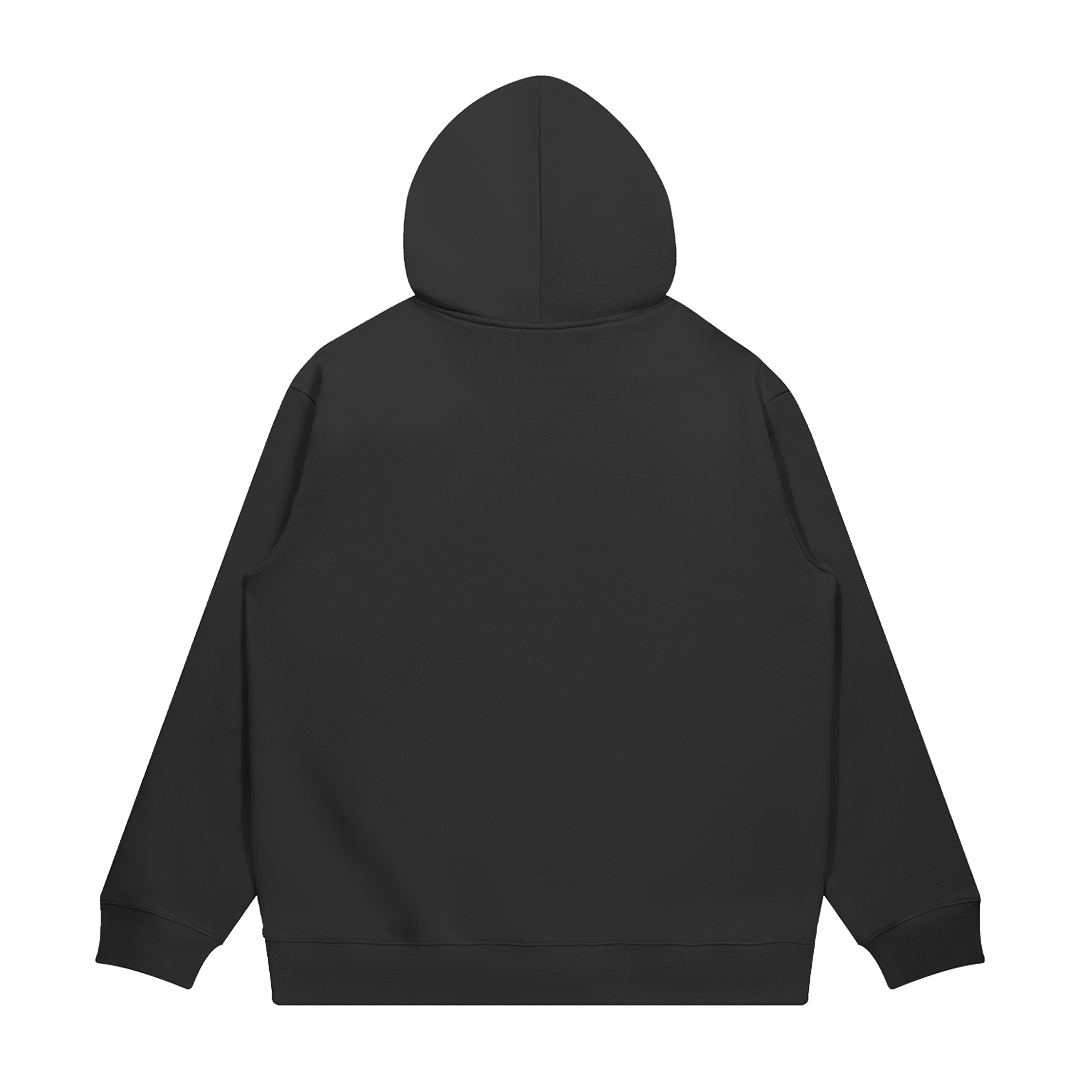 hype4holy kingdom of heaven heavyweight oversized hoodie black back| Black hoodie shown from the back on a white background