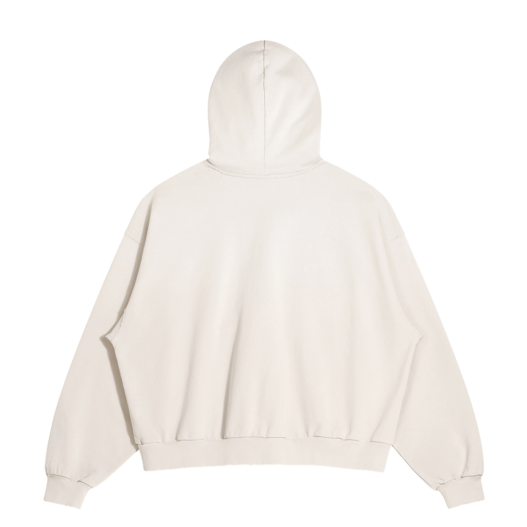 hype4holy the fruit vintage distressed hoodie cream color back fruit of the spirit hoodie christian apparel | Beige hoodie on a white background
