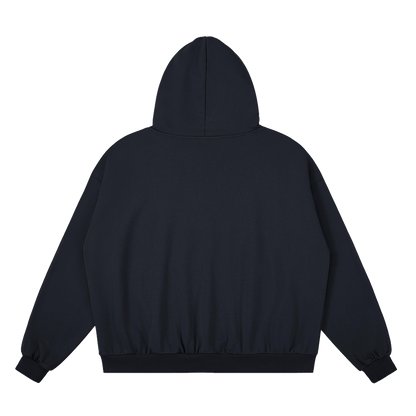 hype4holy navy hoodie shown from the back on a white background