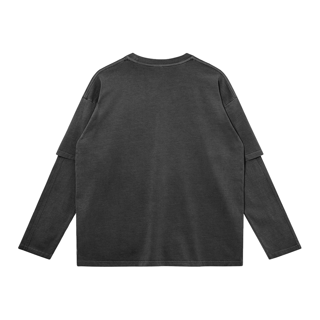 saved Black long-sleeve shirt on a white background