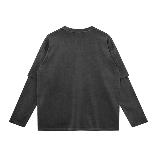 saved Black long-sleeve shirt on a white background
