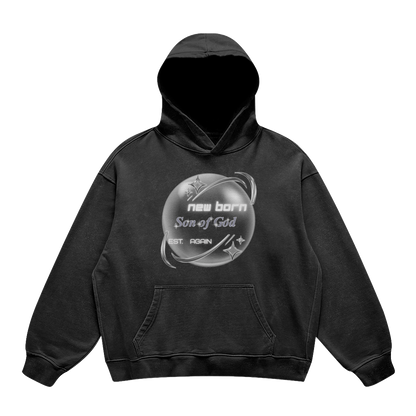 son of god Black hoodie with graphic design on a white background